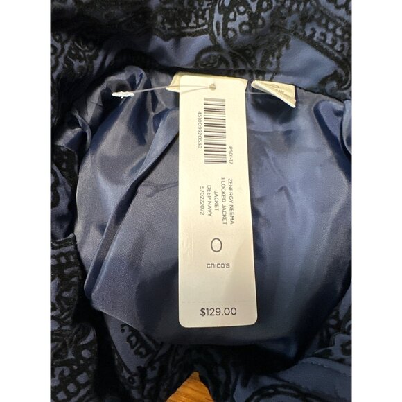 Chicos Zenergy Neema Flocked Paisley Print Button Snap Front Jacket Size 0 US S - Picture 6 of 10